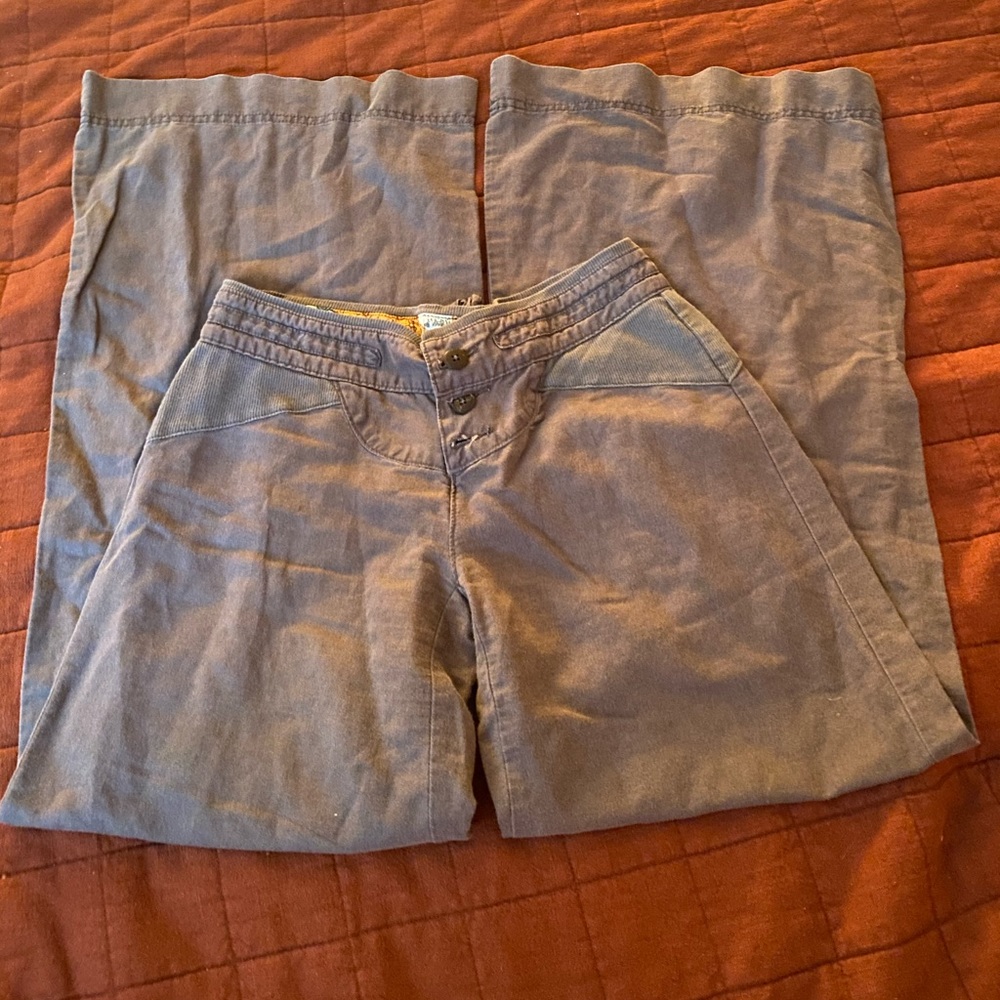 Brown free people linen pants